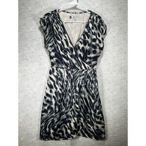 Jennifer Lopez fractured Glamour Collection Faux Wrap Dress Blue Size Medium